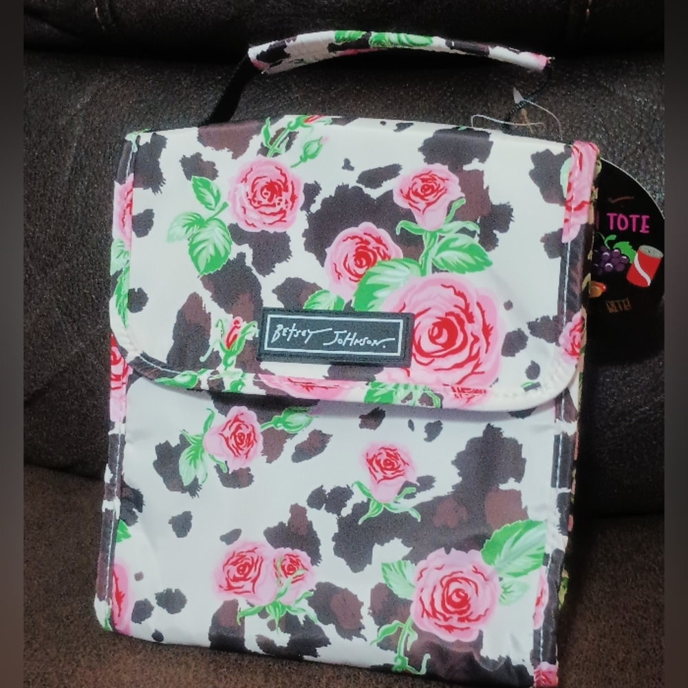 Floral Cow Print Betsey Johnson Insulated Lunch Tote